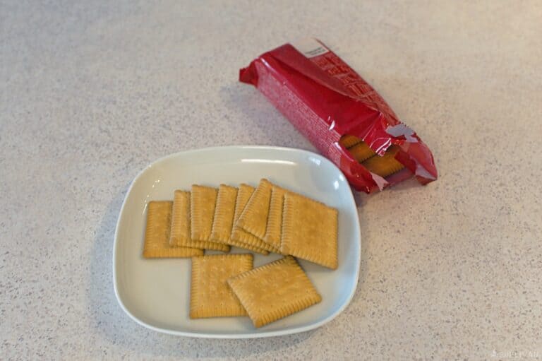 plain crackers on plate next to packaging