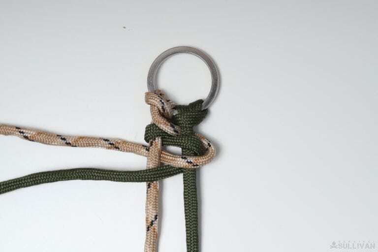 growling dog paracord keychain bringing second working end to the right