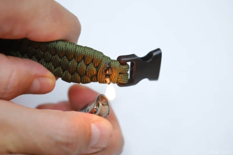 slim trilobite paracord bracelet melting ends with lighter