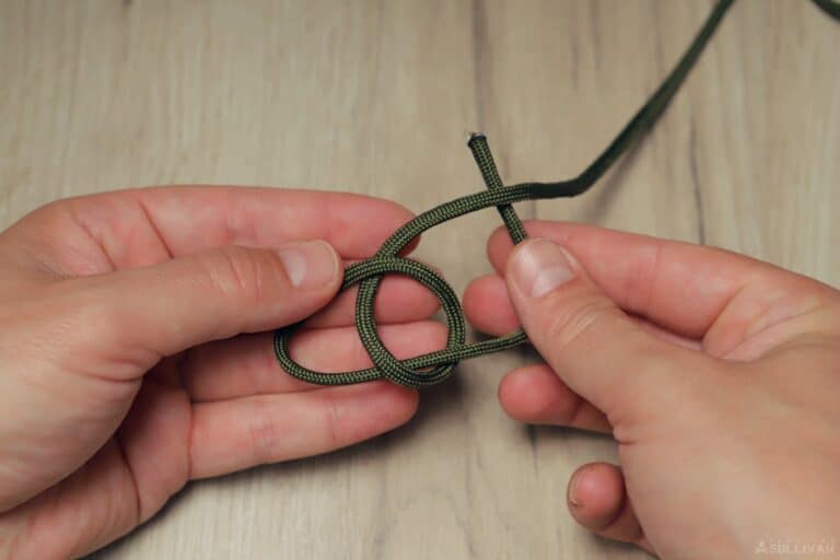 bowline knot pass the free part under the standing part