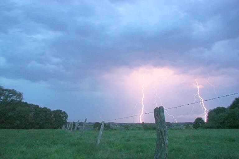 thunderstorm with two lightning strikes