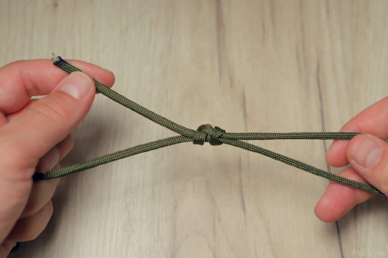 double fisherman’s knot tightening the first knot