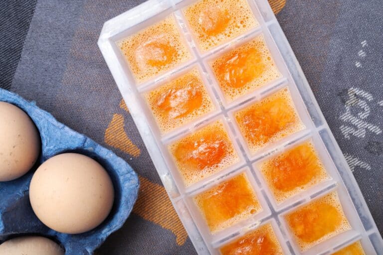 frozen eggs inside ice cube tray