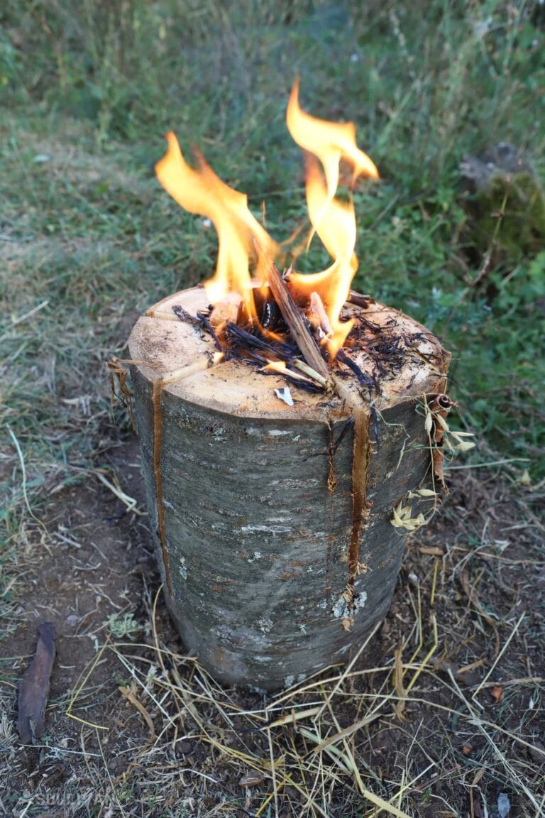 functioning Swedish log fire torch