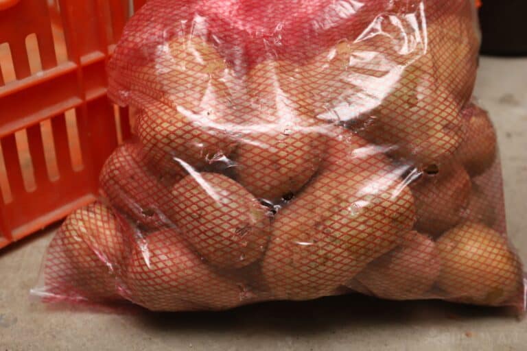 potatoes in perforated plastic bag
