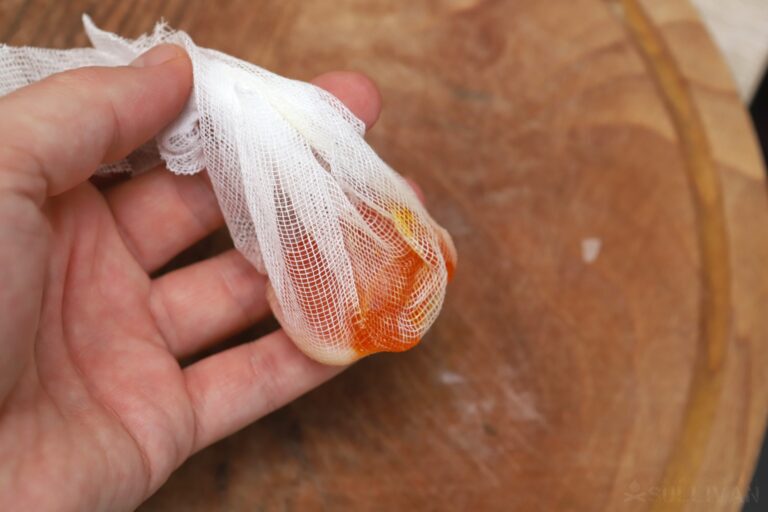 cured yolk in cheesecloth