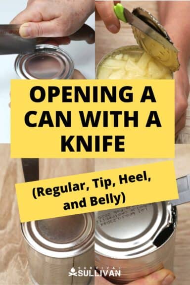 opening can with knife collage Pinterest image