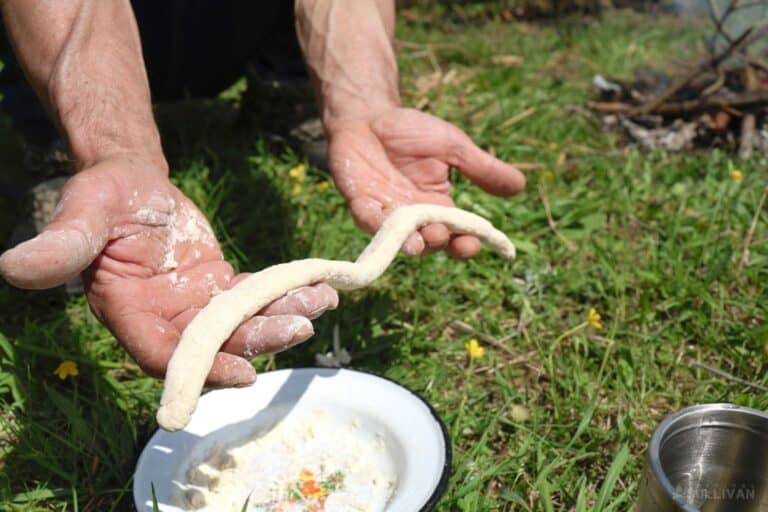 bannock dough after rolling