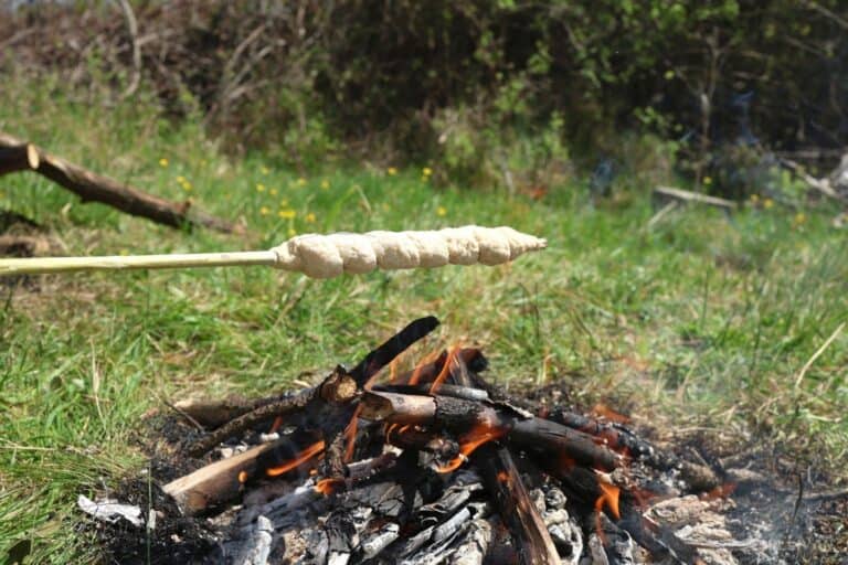 cooking dough over campfire