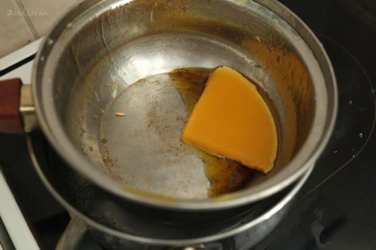 melting beeswax in double boiler