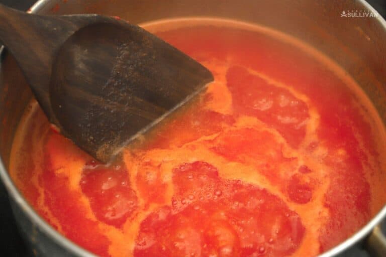 simmering tomato juice a second time